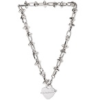 Palm Angels - Pin My Heart Studded Silver-Tone Necklace - Silver