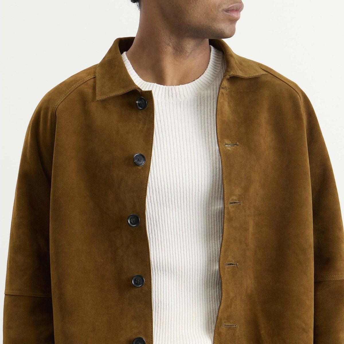 Studio Nicholson Men's Bowe Suede Overshirt in Mustard