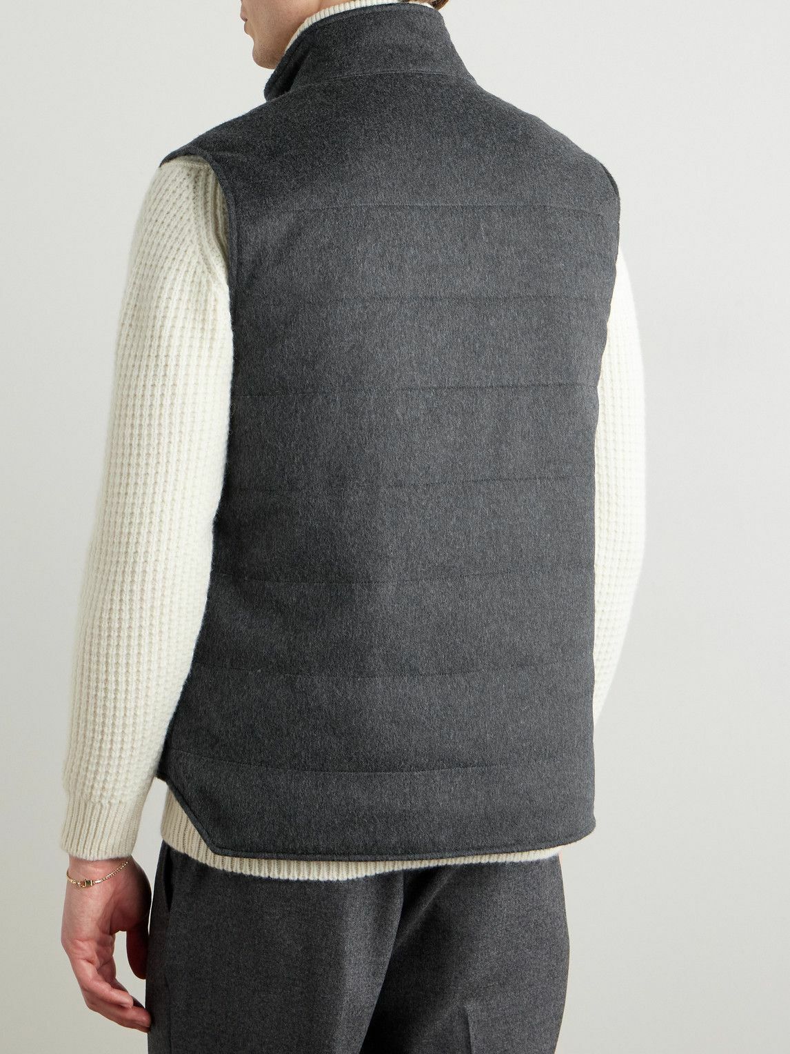 Kingsman - Slim-Fit Quilted Padded Wool and Cashmere-Blend Gilet - Gray