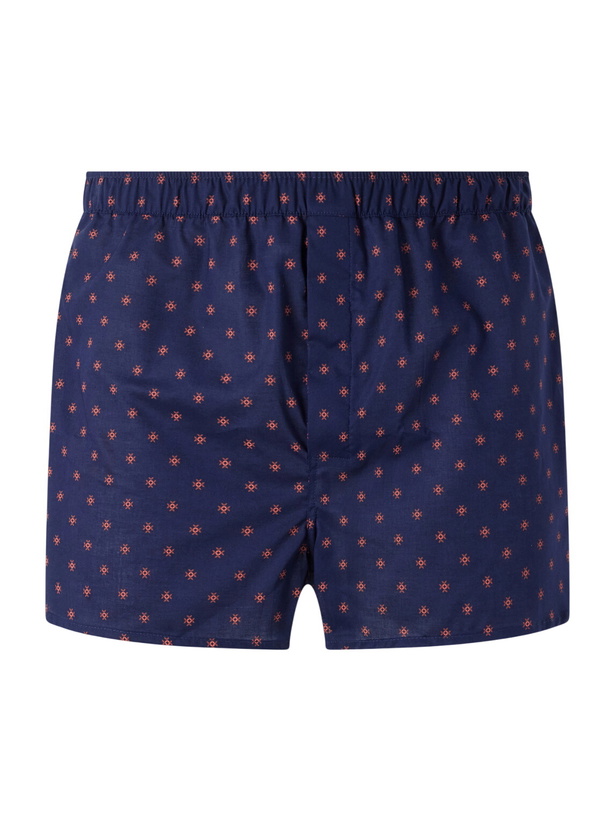 Photo: Derek Rose - Nelson 109 Printed Cotton Boxer Shorts - Blue
