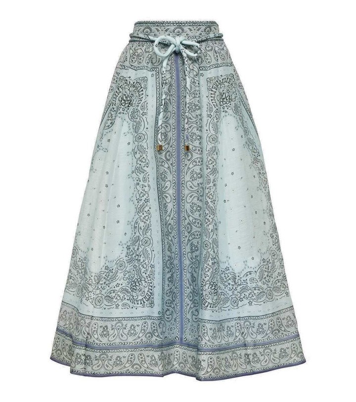 Photo: Zimmermann Matchmaker printed linen and silk midi skirt
