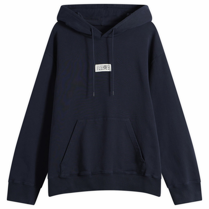 Photo: MM6 Maison Margiela Men's Logo Hoodie in Blue Navy