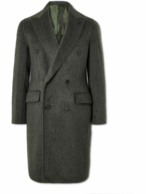Photo: Brioni - Double-Breasted Brushed Alpaca and Wool-Blend Coat - Green
