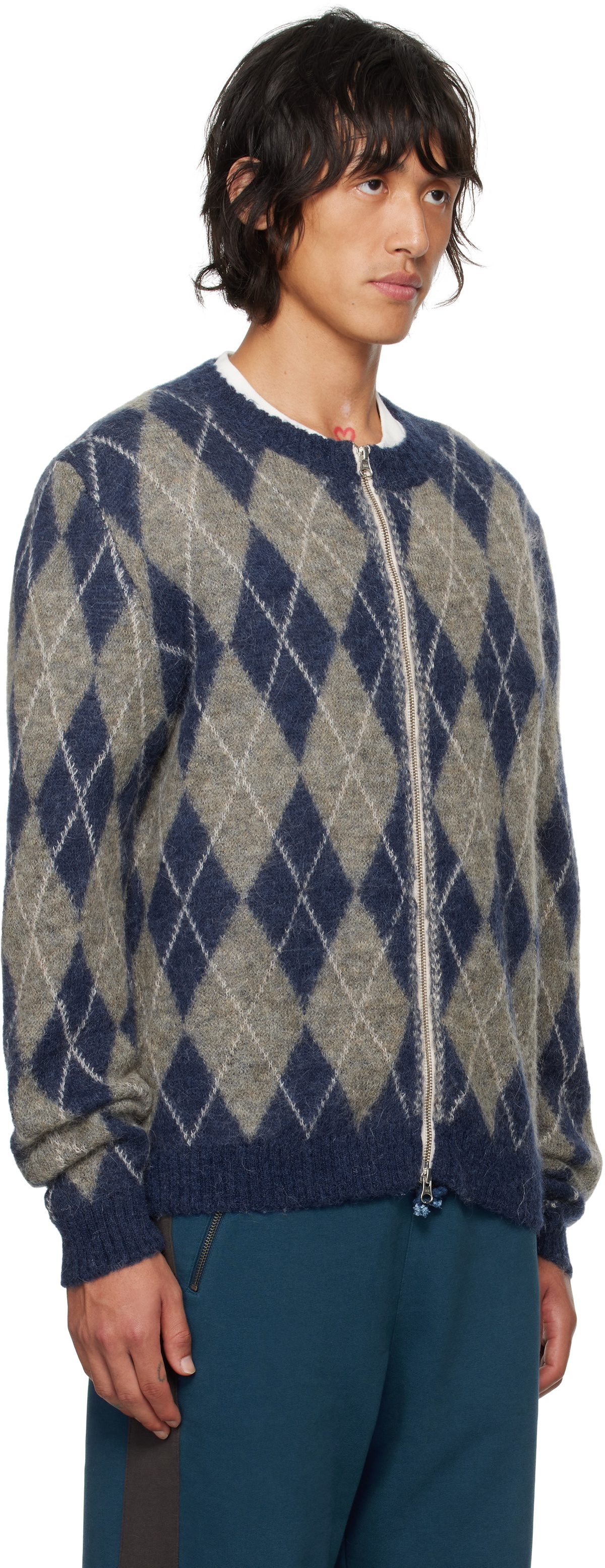 Gimaguas Gray & Navy Alice Zip Up Sweater Gimaguas