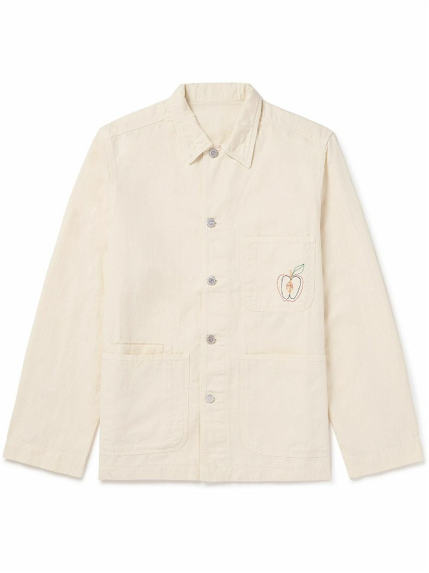 Photo: Drake's - Fatigue Embroidered Cotton and Linen-Blend Twill Jacket - Neutrals