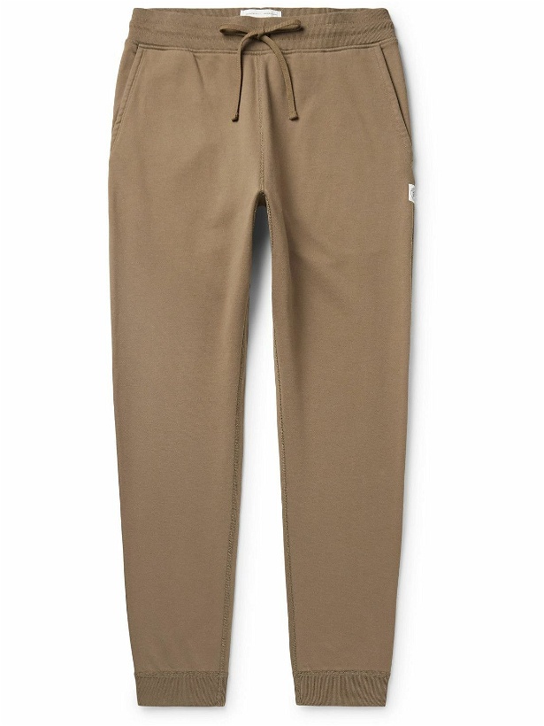 Photo: Reigning Champ - Tapered Logo-Appliquéd Cotton-Jersey Sweatpants - Brown