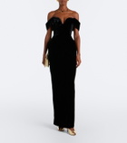 Rachel Gilbert Ryn off-shoulder velvet corset gown