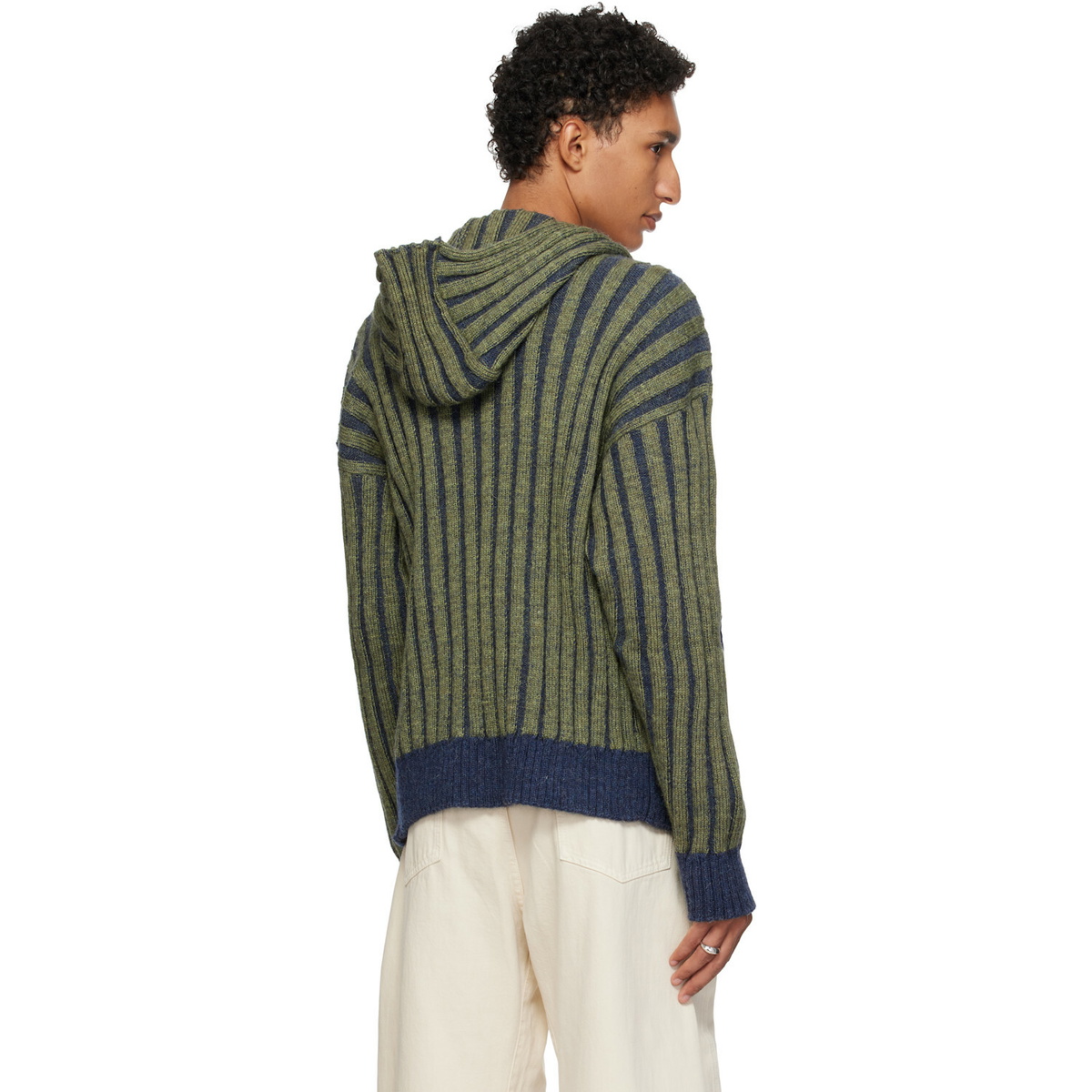 Cawley Green & Navy Ribbed Zip-Up Hoodie