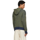 Cawley Green & Navy Ribbed Zip-Up Hoodie