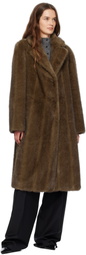 LE17SEPTEMBRE Brown Vertical Faux Fur Long Coat