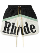 Rhude - Awakening Straight-Leg Colour-Block Logo-Print Twill Drawstring Shorts - Black