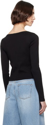 Re/Done Black Hanes Edition Scoop Neck Cardigan
