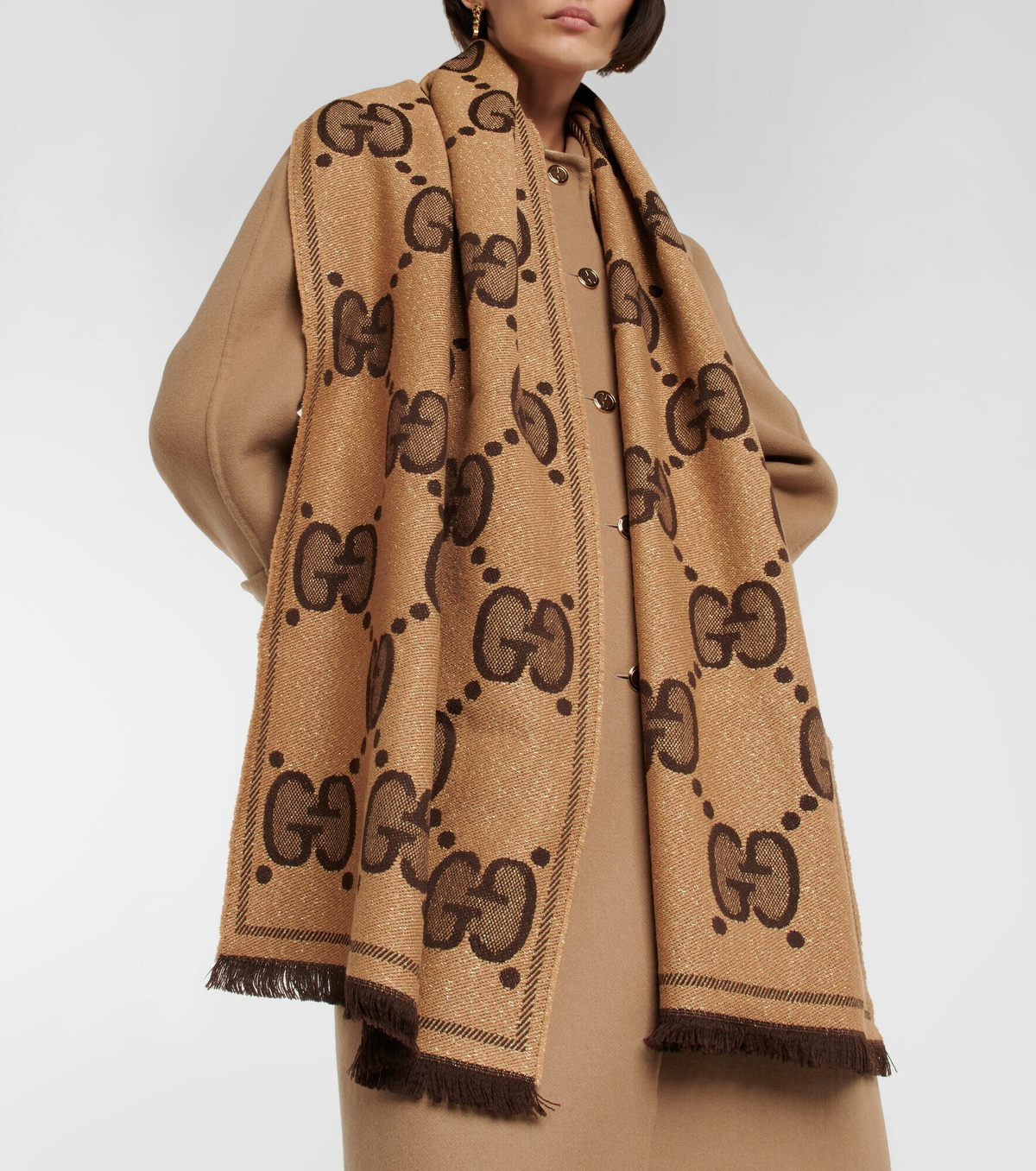 ☆韓国の人気☆【GUCCI】☆GG WOOL JACQUARD SCAR.F☆正規品☆ GG wool jacquard scarf in grey - Gucci | Mytheresa