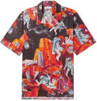 Valentino - Oversized Camp-Collar Printed Cotton Shirt - Orange