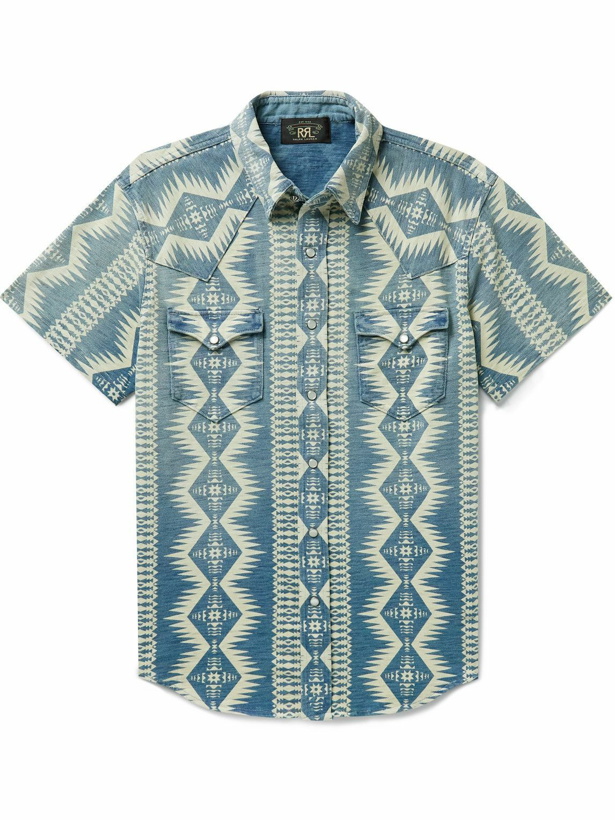 Photo: RRL - Indigo-Dyed Printed Cotton-Jersey Shirt - Blue