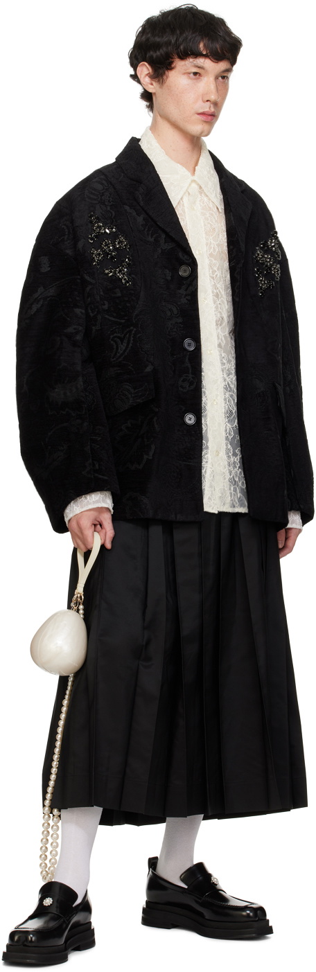 Simone Rocha Black Pleated Kilt Skirt
