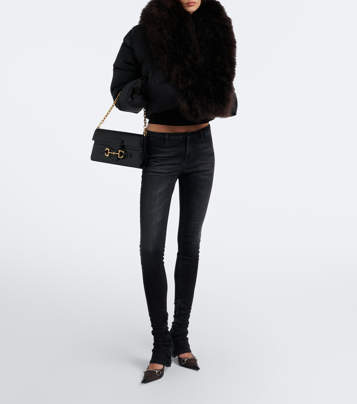 Gucci Donna GG canvas leather-trimmed pumps