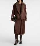Xu Zhi Jersey and velvet midi skirt