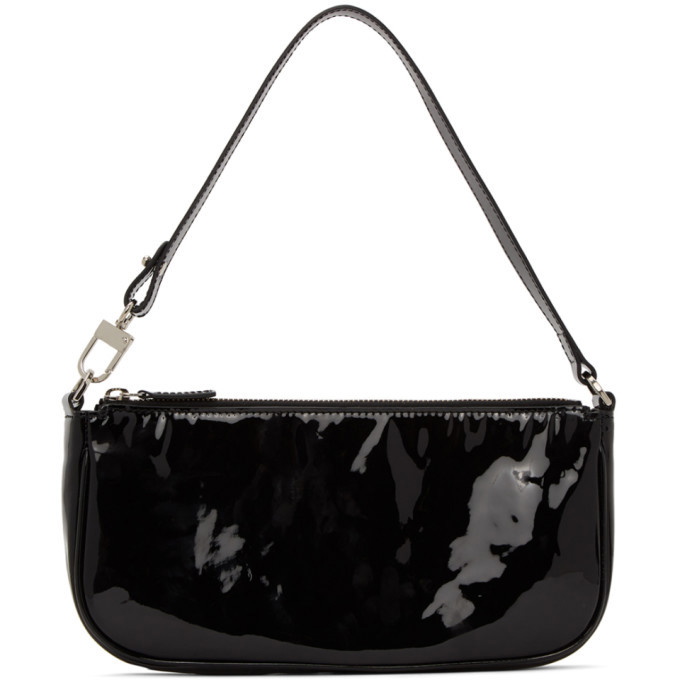 BY FAR Black Patent Rachel Baguette Bag By Far