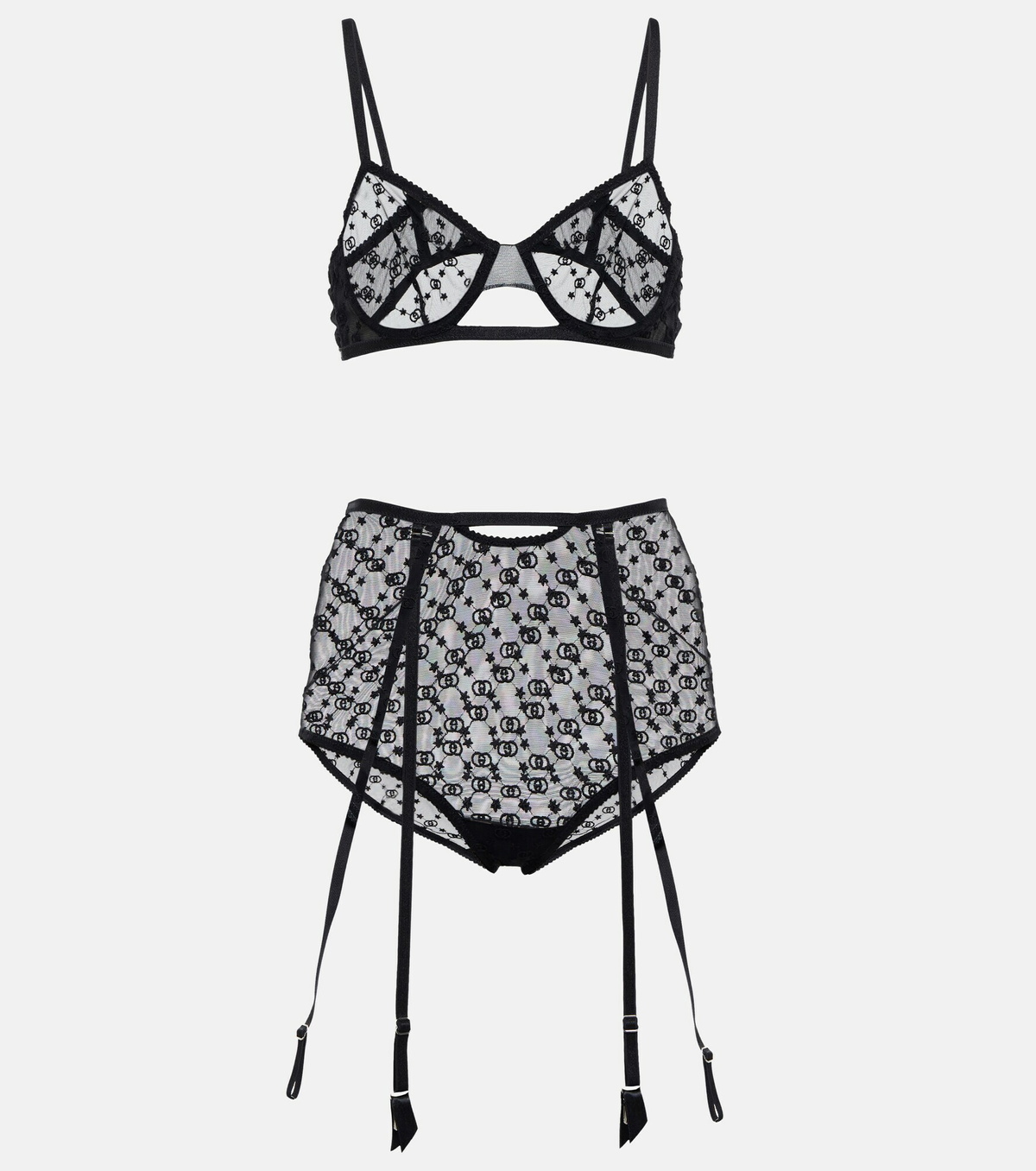 Gucci GG star tulle bra and underwear set Gucci