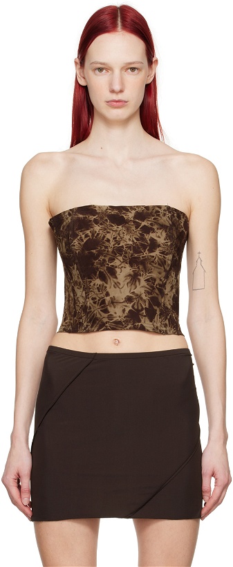 Photo: ioannes Brown Paneled Leather Bustier Camisole