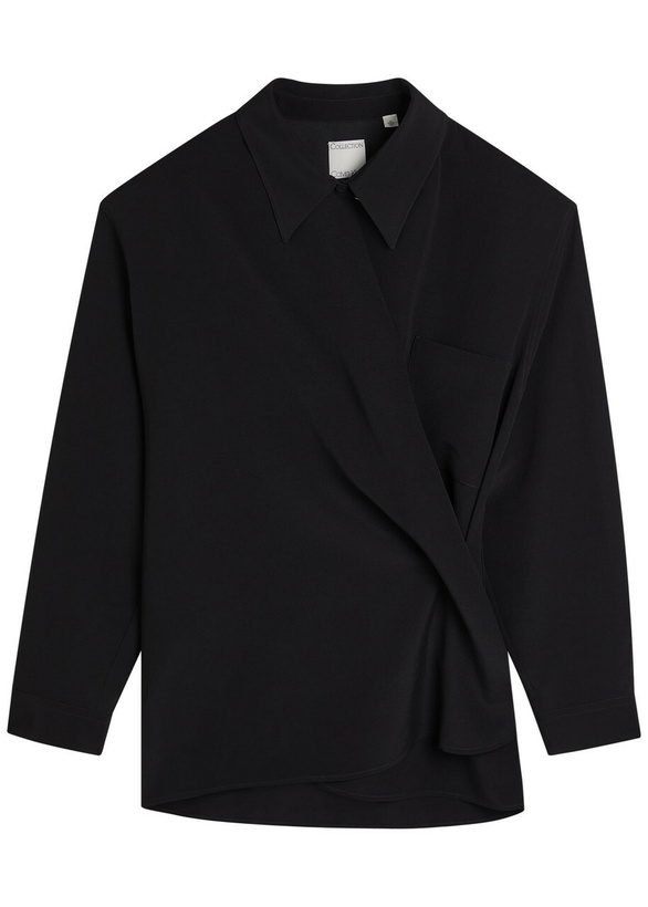 Photo: Calvin Klein Aleah Wrapped Wool Shirt Black