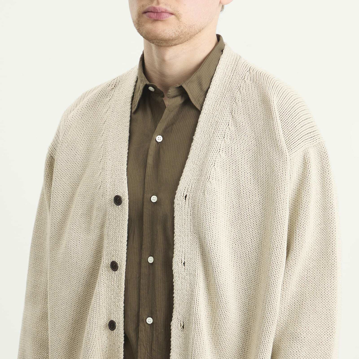 Kaptain Sunshine Men's Cotton Washi Hand Frame Cardigan in Ash Grey