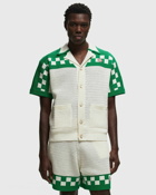 Casablanca Faux Crochet Shirt Green/White - Mens - Shortsleeves