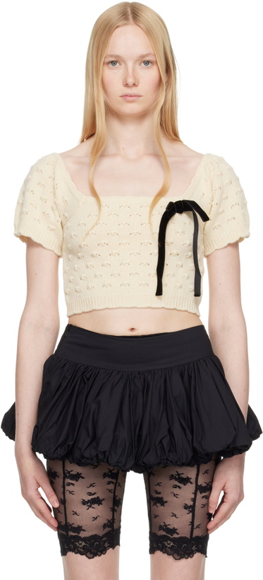 Photo: Yuhan Wang SSENSE Exclusive Beige Bow Tied Wool Top