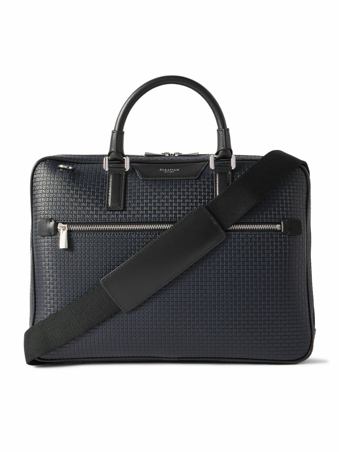 Serapian - Leather-Trimmed Stepan Monogrammed Coated-Canvas Briefcase