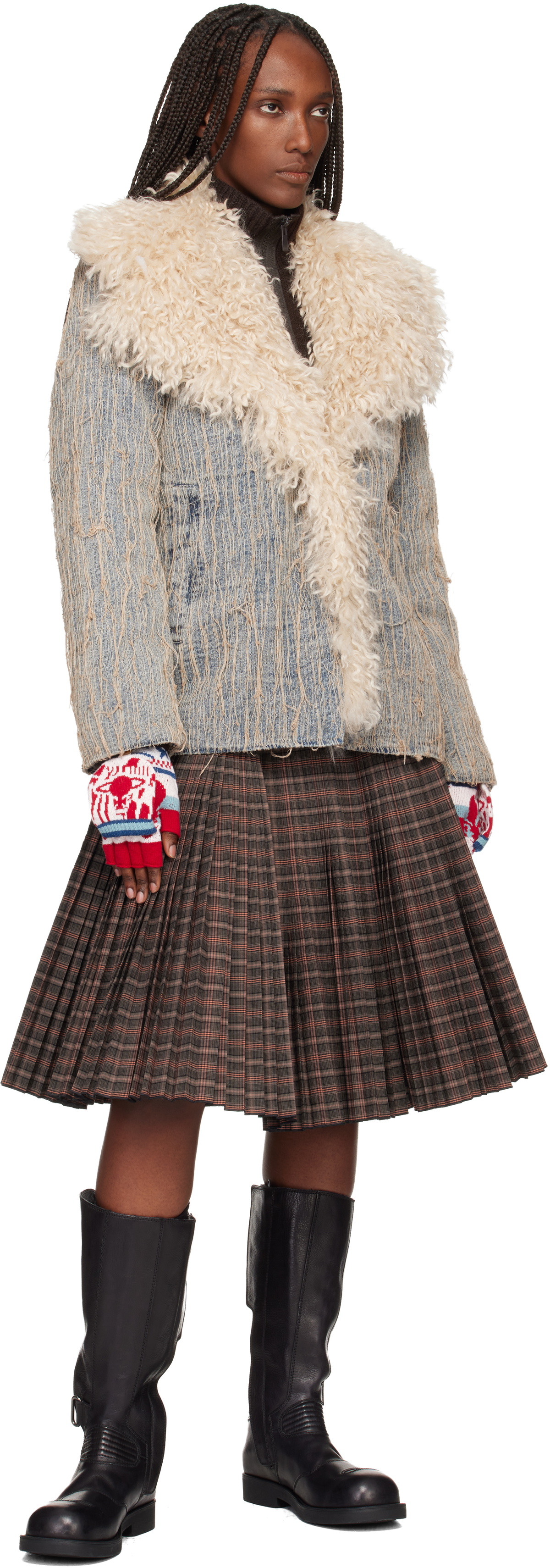Vivienne Westwood Red & White Fingerless Gloves