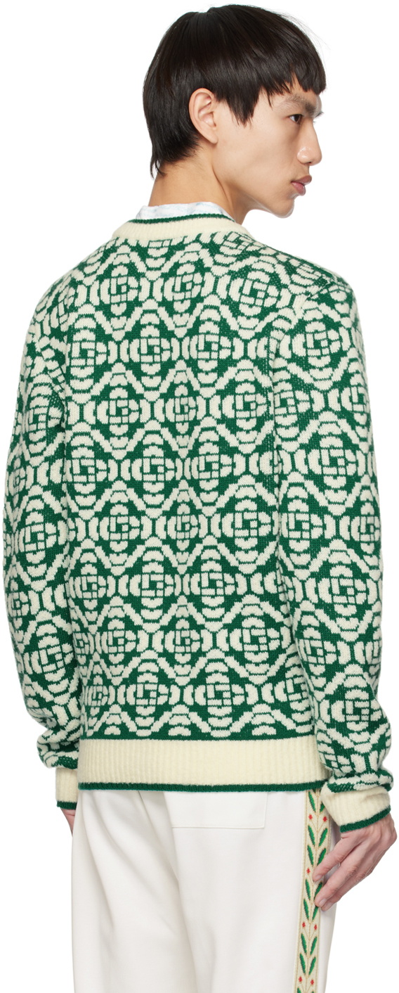 Casablanca monogram-jacquard Zip-Up Cardigan - Green