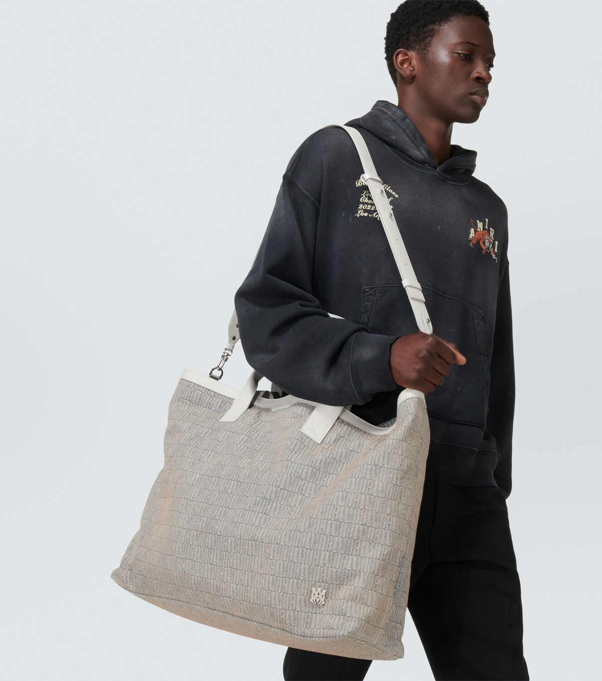 Amiri Logo jacquard denim tote bag Amiri