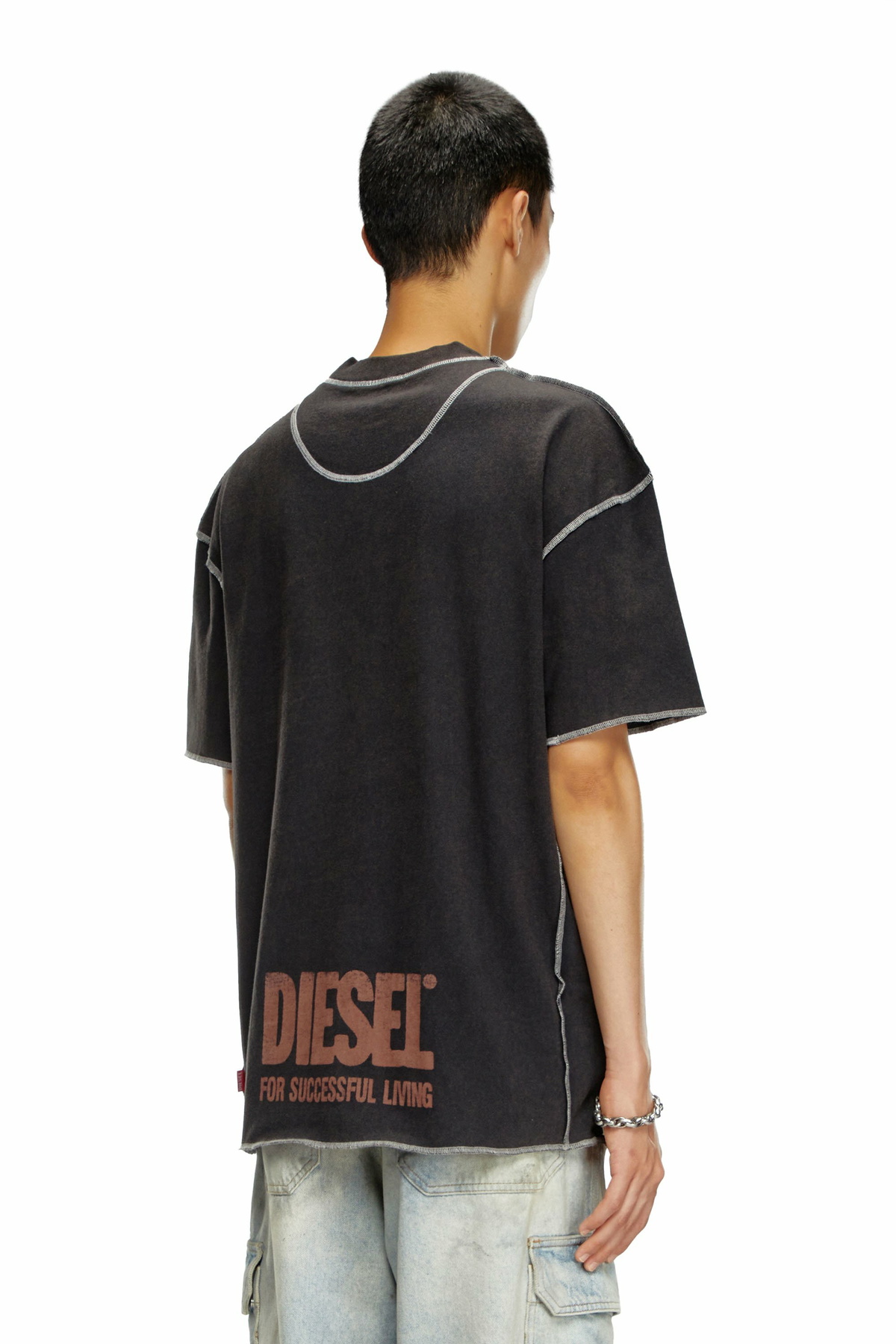 Diesel T-shirt with inside-out effect - T-Shirts Mens in Black Diesel
