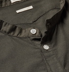 Massimo Alba - Vasells Grandad-Collar Poplin-Trimmed Modal and Cotton-Blend Twill Half-Placket Shirt - Men - Army green