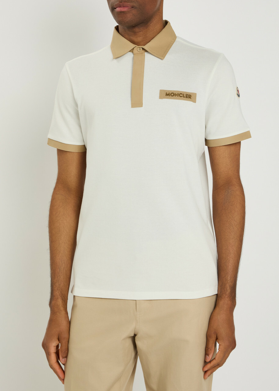 Moncler Contrasting-trim Piqué Cotton Polo Shirt White