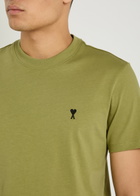 Ami Paris Logo-embroidered Cotton T-shirt Light Green