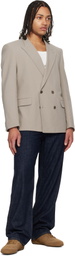 Hugo Taupe Double-Breasted Blazer