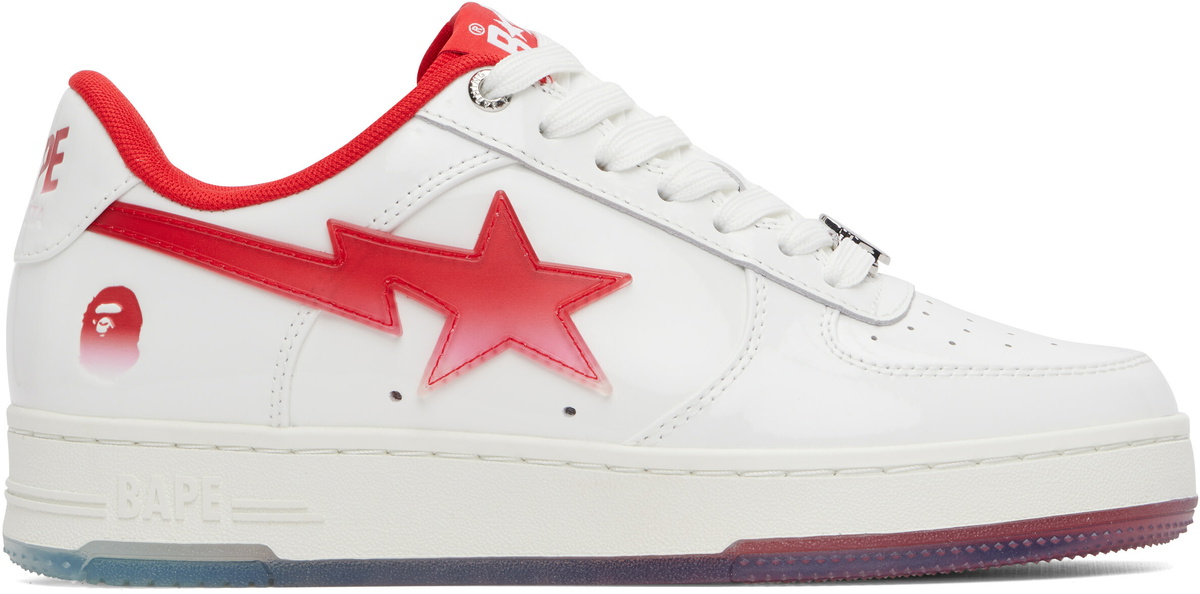 BAPE White & Red BAPE Sta #4 Sneakers