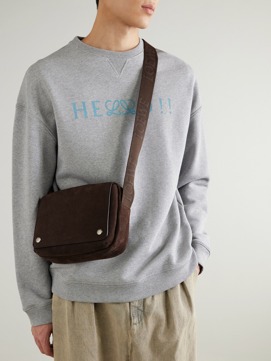 LOEWE - Pebble Embellished Full-Grain Nubuck Messenger Bag