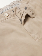 Brunello Cucinelli - Straight-Leg Herringbone Cotton-Blend Cargo Trousers - Brown