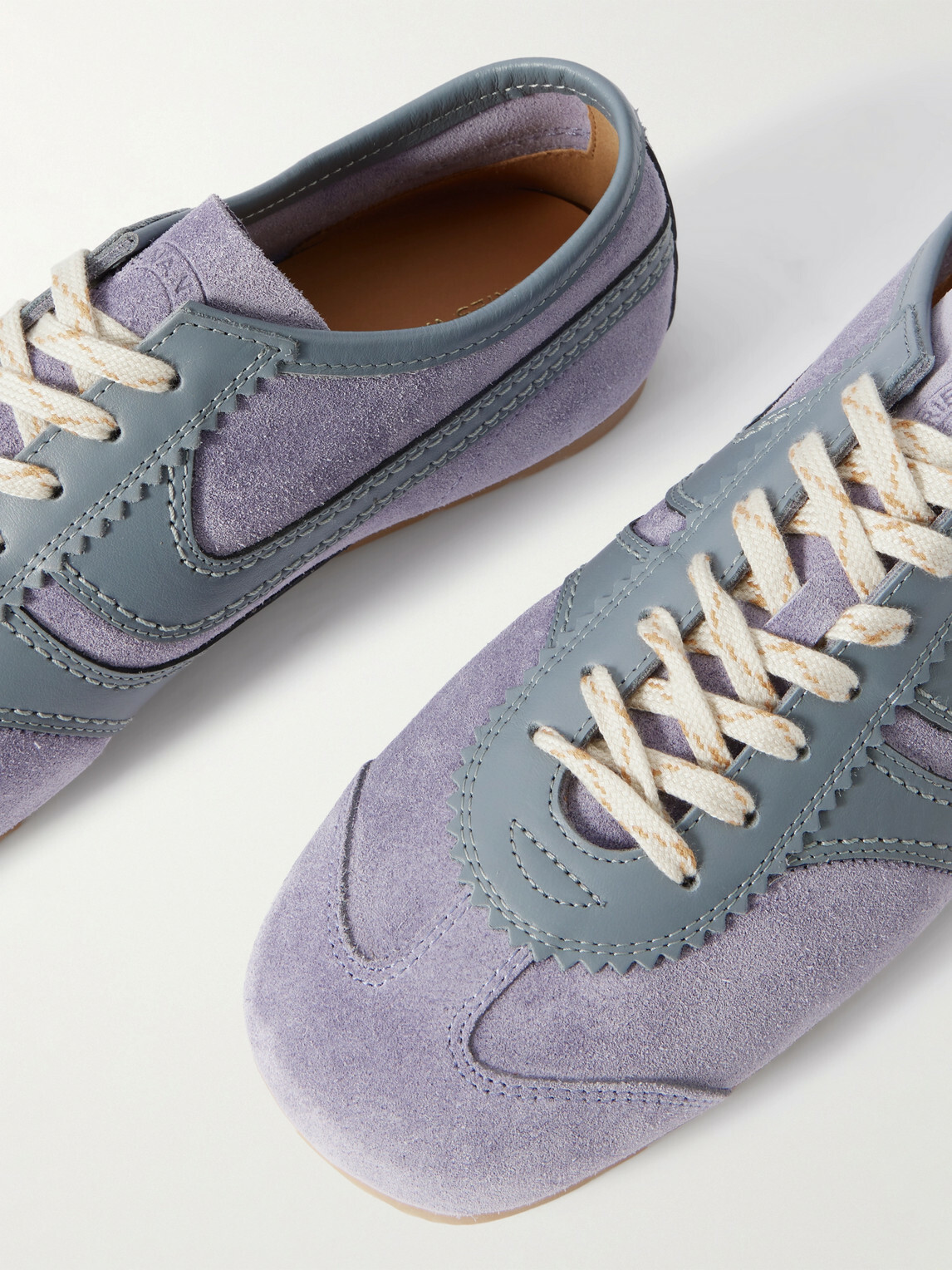 Dries Van Noten - Leather-Trimmed Suede Sneakers - Purple
