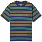 Danton Men's Stripe Pocket T-Shirt in Navy/Light Green