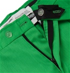 Off-White - Logo-Appliquéd Pleated Virgin Wool-Twill Trousers - Green