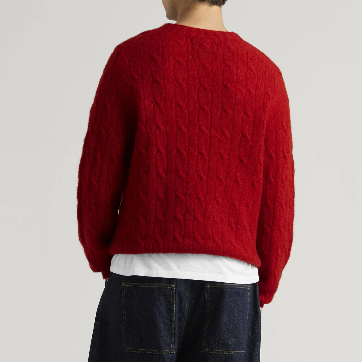 Barbour Men's Scottish Made Cable Crew in Red
