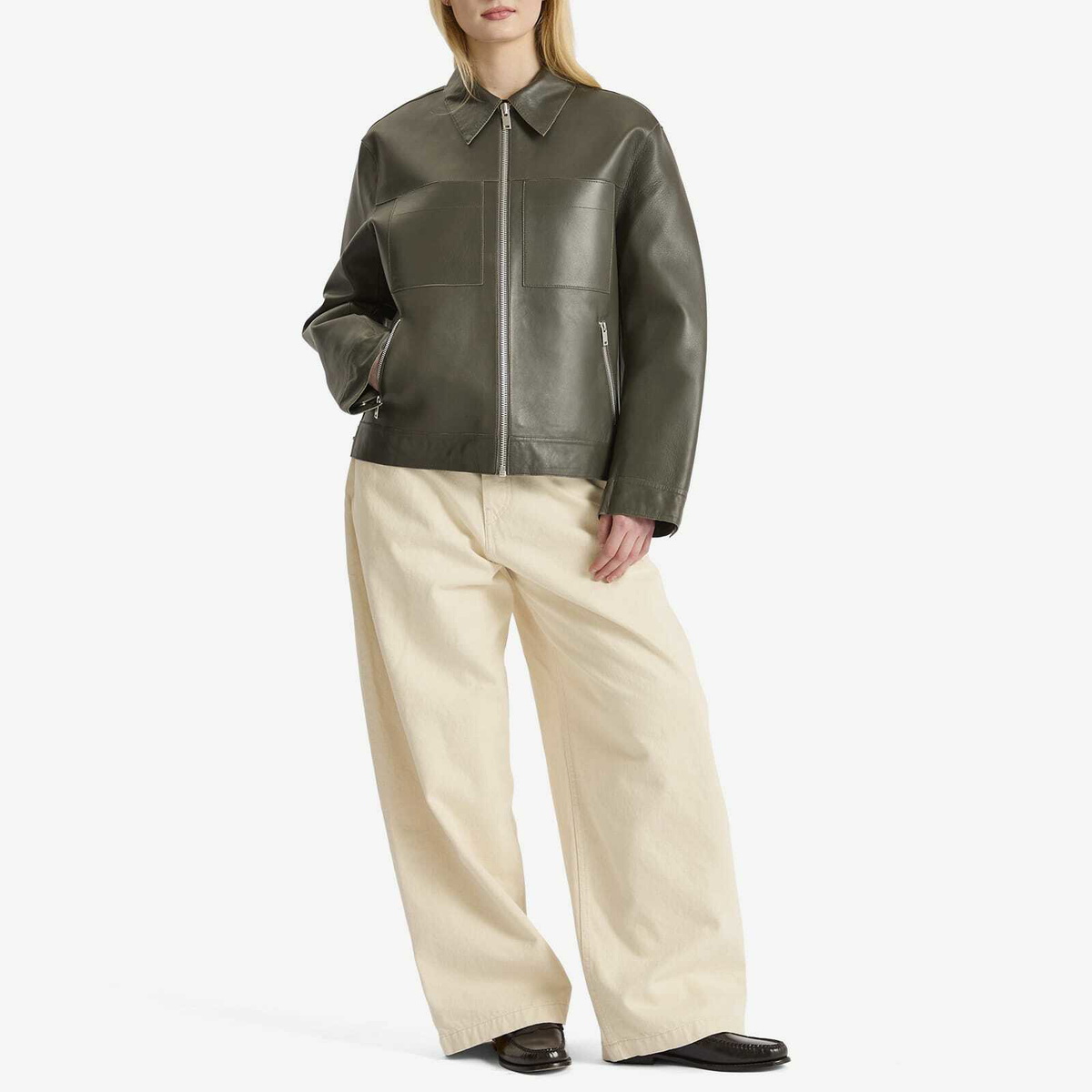 Samsøe Samsøe Women's Sastevie Leather Jacket in Beluga