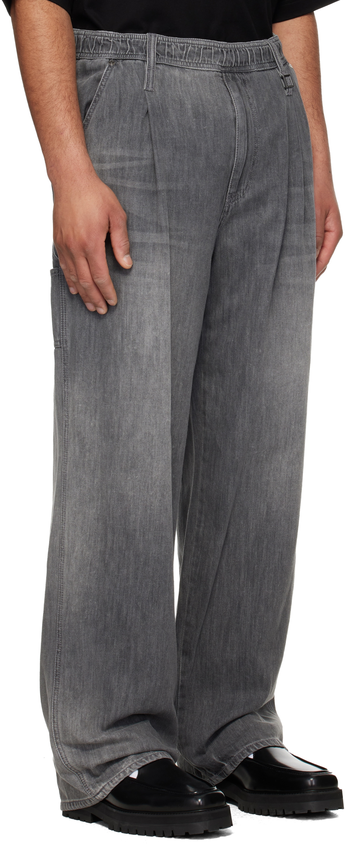 WOOYOUNGMI Black Lightweight Banding Jeans