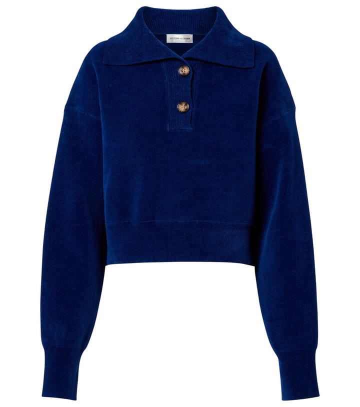 Photo: Victoria Beckham Cropped cotton-blend velvet sweatshirt