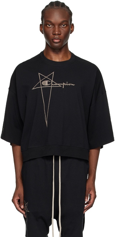 Photo: Rick Owens Black Champion Edition Tommy Cropped T-Shirt