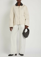 Lemaire Leather Collar Cotton Jacket Ivory